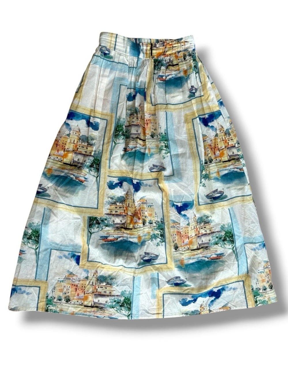 Elie Tahari Cotton Voile Mediterranean Print Maxi Skirt Size XS - Picture 4 of 12